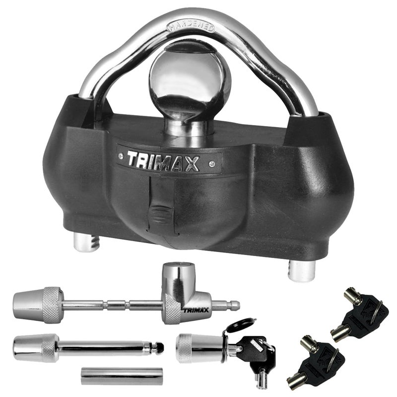 Trimax â€“ TCP100 â€“ Keyed-Alike Towing Kit â€“ Locks Include UMAX100 Coupler, TC123 Coupler Lock, TS32 Receiver Lock, T5 Pin, Secure Storage Case - Image 1